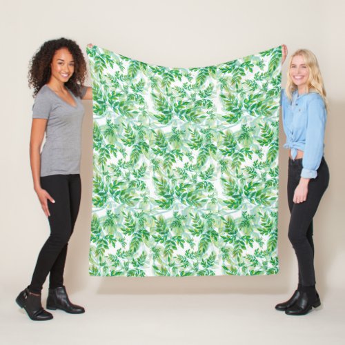 Luxuriant Foliage Pattern Fleece Blanket