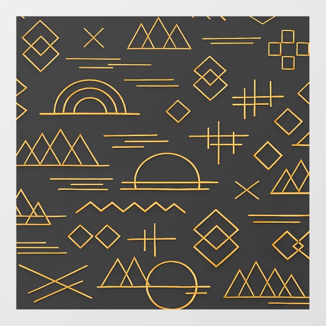 Luxurious 3D Gold Embossed Geometric Pattern  Floor Decals (Front)