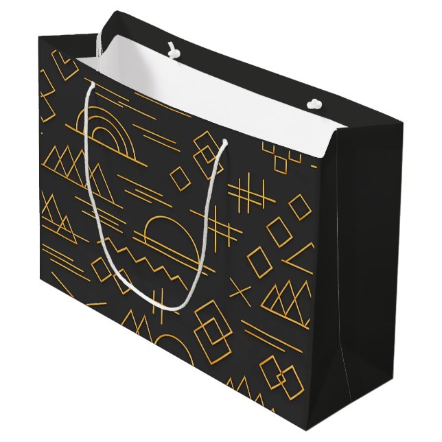 Luxurious 3D Gold Embossed Geometric Pattern  Large Gift Bag (Front Angled)
