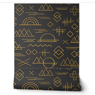 Luxurious 3D Gold Embossed Geometric Pattern  Wallpaper