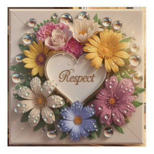 Luxurious 3D Greeting Card with Floral Design Acrylic Print