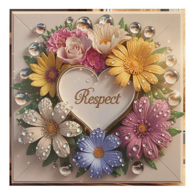 Luxurious 3D Greeting Card with Floral Design  Acrylic Print (Front)