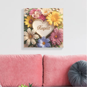 Luxurious 3D Greeting Card with Floral Design  Canvas Print