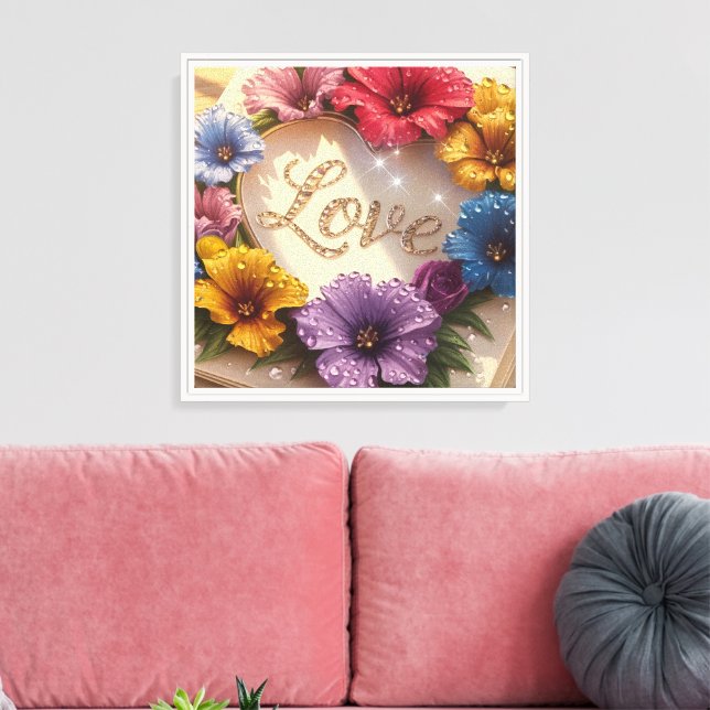 Luxurious 3D Greeting Card with Floral Design  Canvas Print (Insitu(LivingRoom))