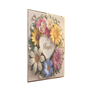 Luxurious 3D Greeting Card with Floral Design Metal Print