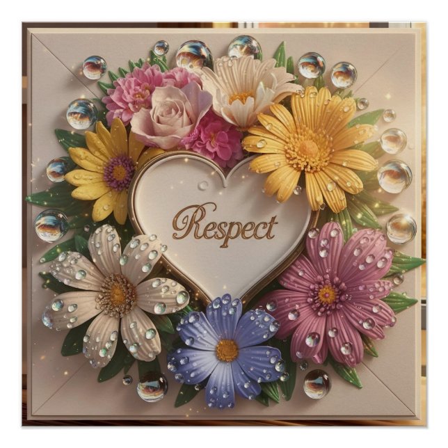 Luxurious 3D Greeting Card with Floral Design  Poster (Front)