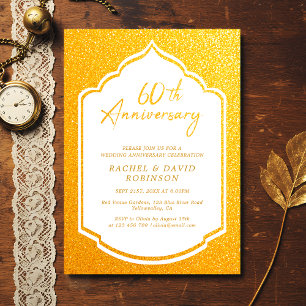 Luxurious 60th Wedding Anniversary Golden Invitation