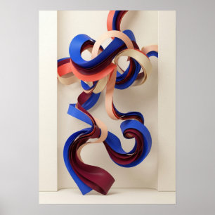 Luxurious Abstract Colorful Intertwined Ribbon Art Poster