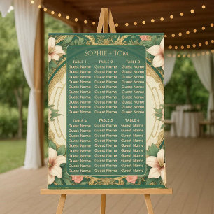 Luxurious Alphonse Mucha Flora Green Seating Chart