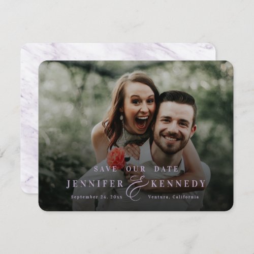 Luxurious Ampersand Lavender Marble  Full Photo Save The Date