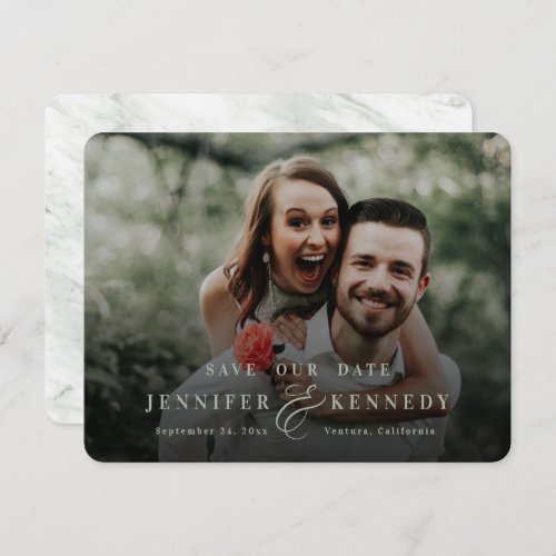 Luxurious Ampersand Sage Green Marble  Full Photo Save The Date