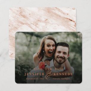 Luxurious Ampersand Terracotta Marble & Full Photo Save The Date