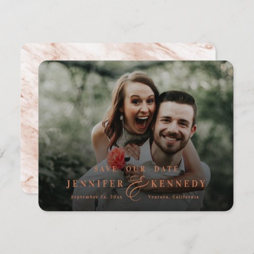 Luxurious Ampersand Terracotta Marble  Full Photo Save The Date