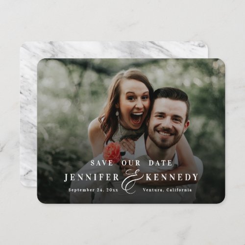 Luxurious Ampersand White Marble  Full Photo Save The Date