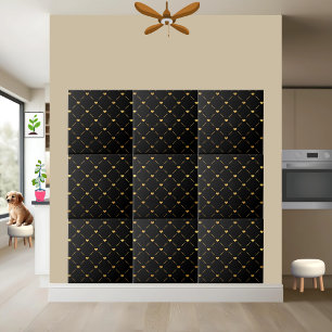 Luxurious and Elegant Black and Gold Hearts Tile