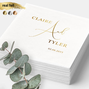 Luxurious and Minimal, Romantic "And" Wedding Foil Napkins