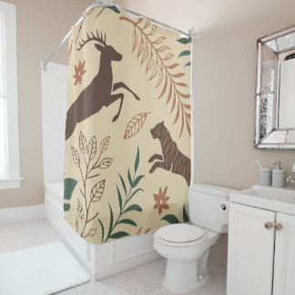 Luxurious Animal & Botanical Pattern | Nature Shower Curtain