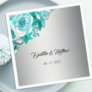 Luxurious Aqua Roses on Silver Elegant Wedding