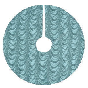 Luxurious Aqua Ruched Satin Scalloped Pattern Brushed Polyester Tree Skirt