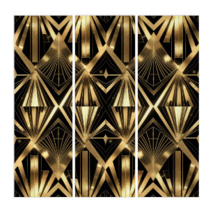 Luxurious Art Deco Geometric Gold and Black