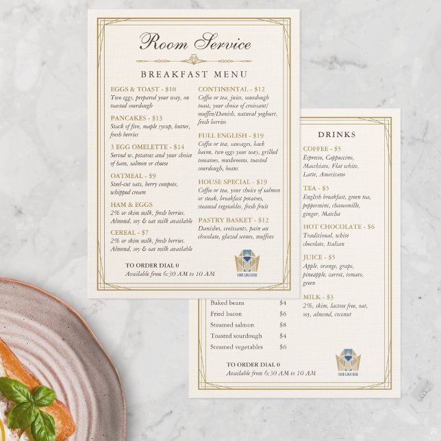Luxurious Art Deco Room Service Breakfast Menu (Creator Uploaded)