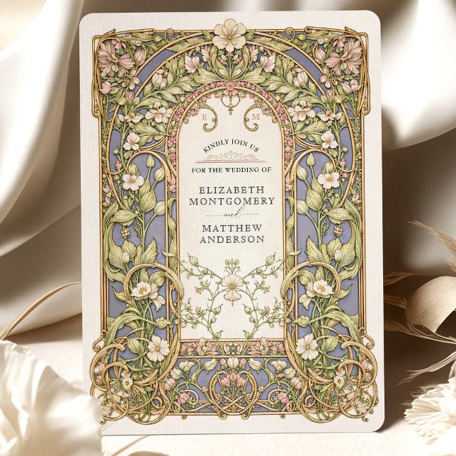 Luxurious Art Nouveau Floral Wedding Invitation (Creator Uploaded)