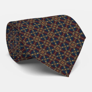 Luxurious Art Nouveau Pattern in Burgundy, Navy & Neck Tie
