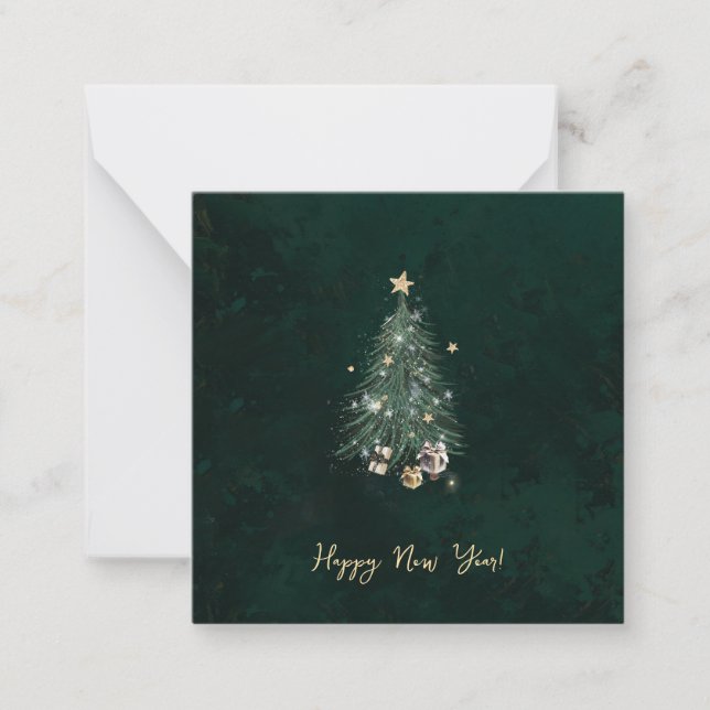 Luxurious, artistic design with a  festive tree note card (Front)