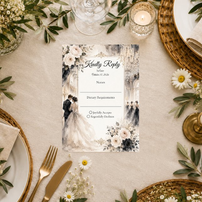Luxurious Ballroom Romance Wedding RSVP Card (Creator Uploaded)