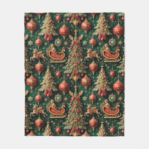 Luxurious Baroque Christmas Fleece Blanket