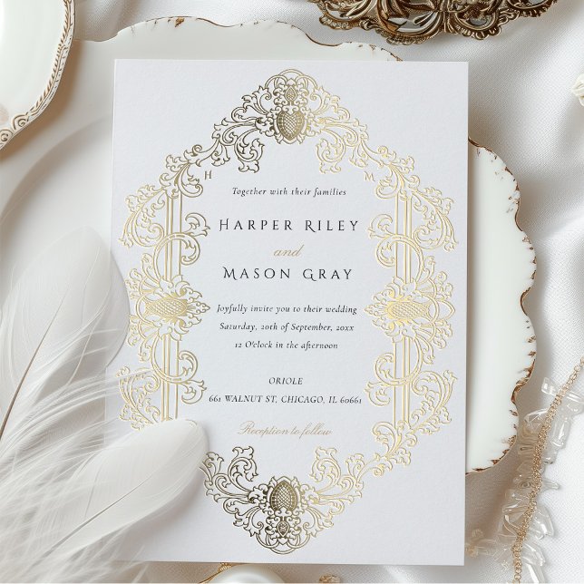 Luxurious Baroque Gold Foil Wedding Invitation (Creator Uploaded)