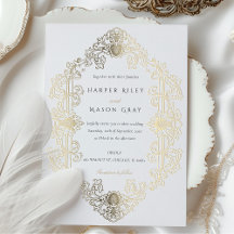 Luxurious Baroque Gold Foil Wedding Invitation