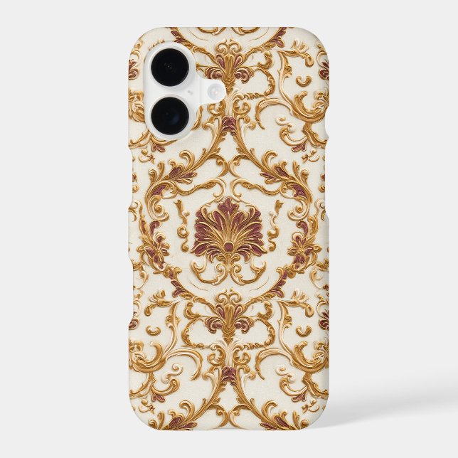 Luxurious Baroque Gold Ornament on Ivory Case-Mate iPhone Case (Back)