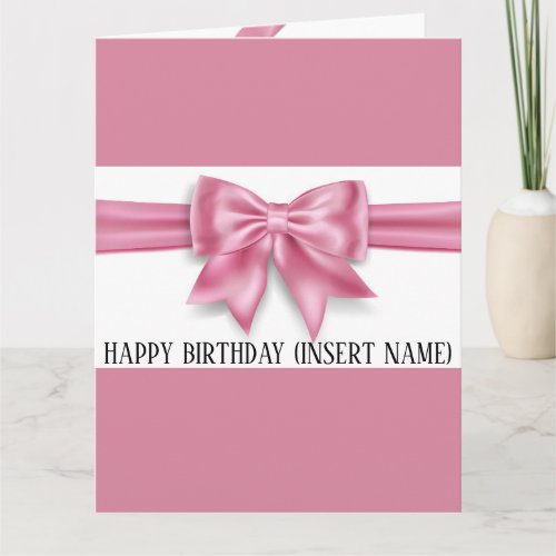 Luxurious big pink bow broad stripe birthday girl card