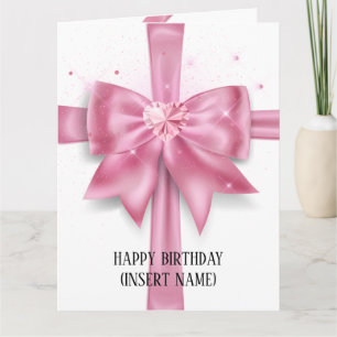 Luxurious big pink bow gift cross party card