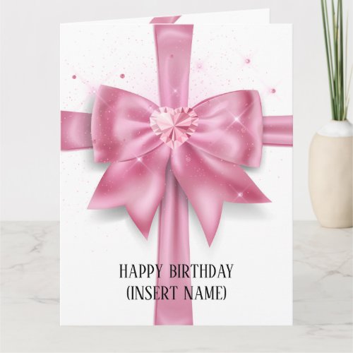 Luxurious big pink bow gift cross party card