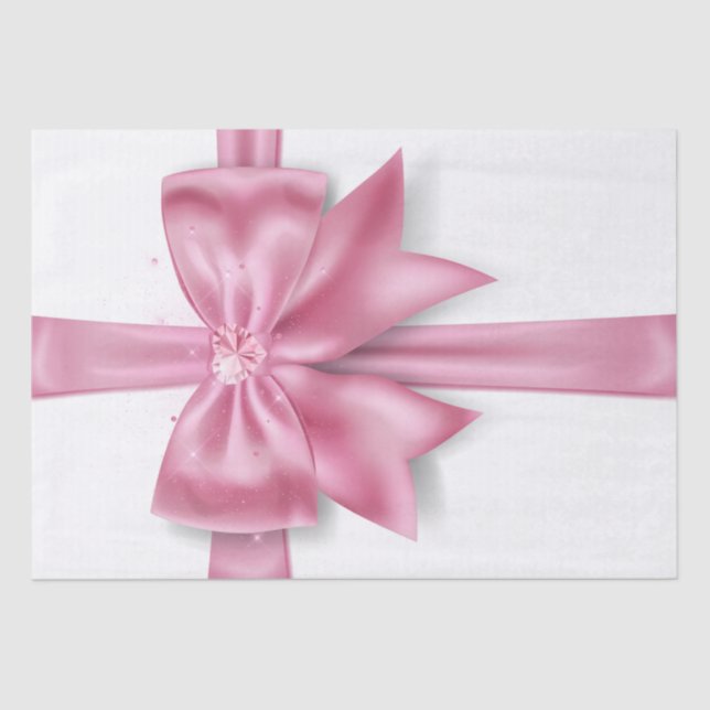 Luxurious big pink gift bow with diamond heart VIP Tissue Paper (Front)