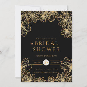 Luxurious Black and Gold Bridal Shower Invitation