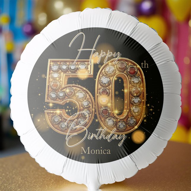 Luxurious Black and Gold Gemstone 50th Birthday Balloon (Creator Uploaded)