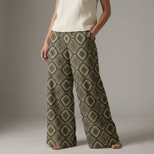 Luxurious Black And Gold Geometric Mosaic Pattern Fabric