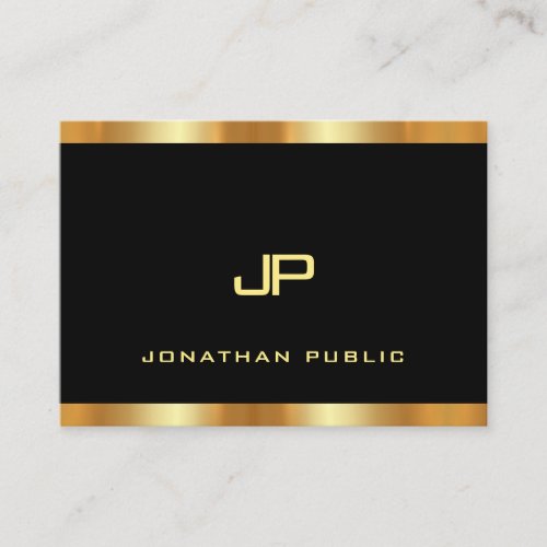 Luxurious Black And Gold Modern Monogram Template Business Card