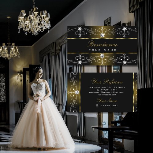 Luxurious Black and Gold Ornate Borders Ornaments Business Card