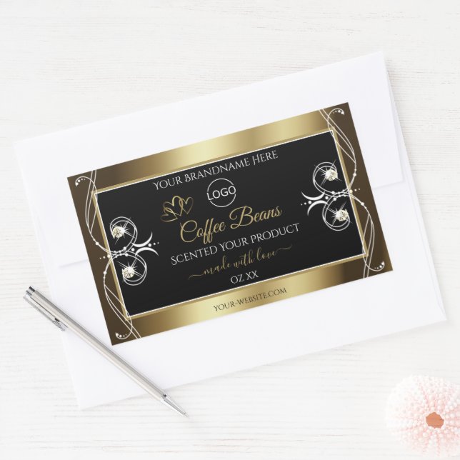 Luxurious Black and Gold Product Label Jewels Logo (Envelope)