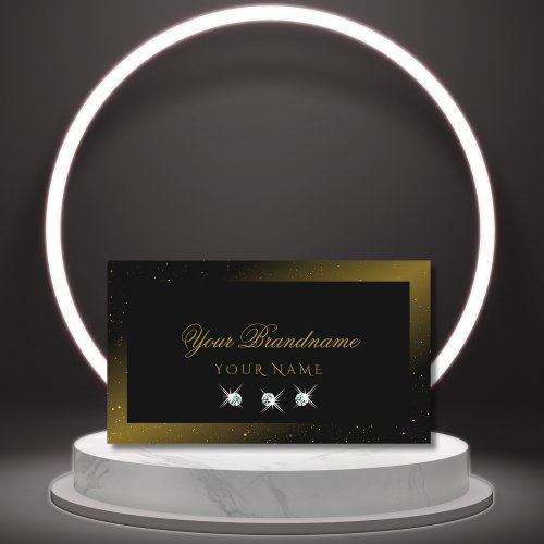 Luxurious Black and Gold Sparkling Diamonds Modern Business Card