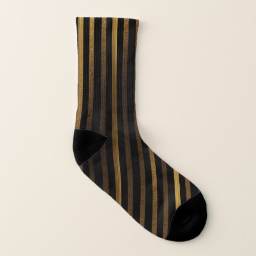 Luxurious Black and Gold Stripes Socks