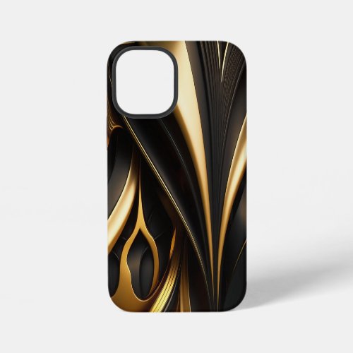 Luxurious black and gold swirls iPhone 12 mini case