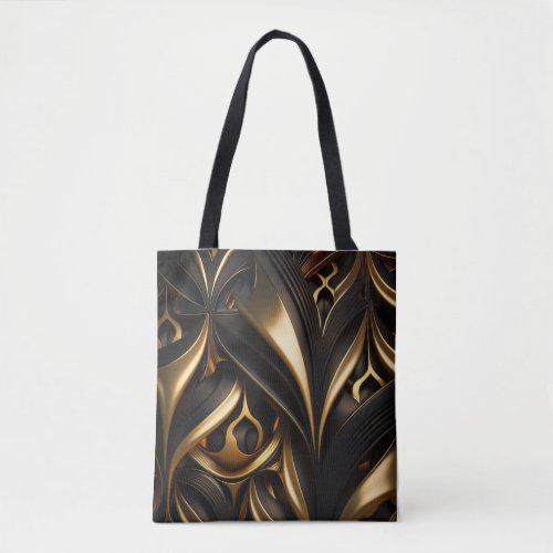 Luxurious black and gold swirls tote bag