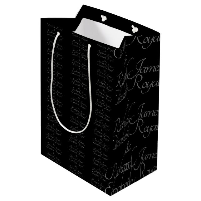 Luxurious black and gold wedding theme Elegant Medium Gift Bag (Back Angled)