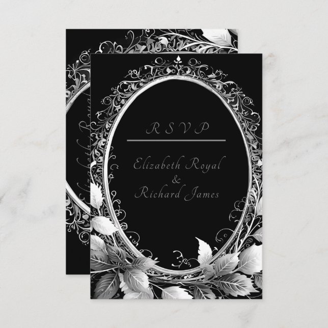 Luxurious black and gold wedding theme enclosure card (Front/Back)