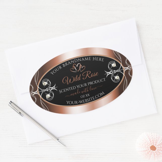 Luxurious Black and Rose Gold Decor Product Labels (Envelope)